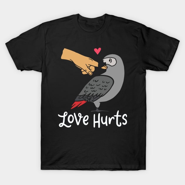 African Grey Parrot: Love Hurts T-Shirt by maxdax